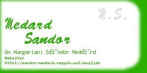 medard sandor business card